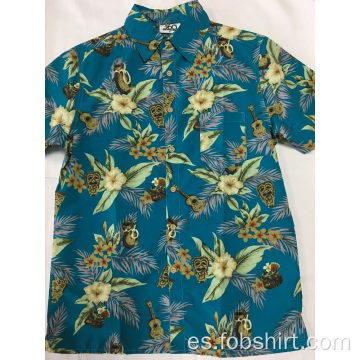 Camisa hawaiana con estampado de poliéster